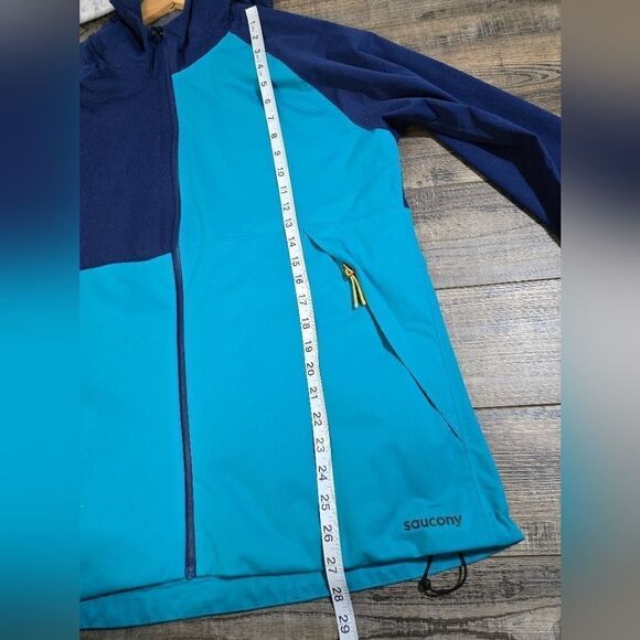 Women's Saucony Boulder Drizzle Jacket sodalite rain wind lightweight large - Picture 10 of 12
